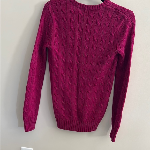 NWOT Ralph Lauren Sport Women's V-Neck Cable Knit Sweater - Pink - Picture 5 of 6